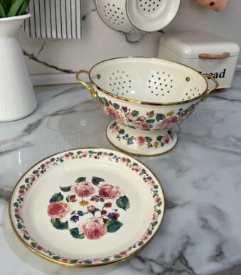 خرید آبکش لعابی و بشقاب وارداتی | فروشگاه گالری لبخند