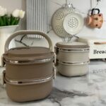 فلاسک غذا دو طبقه داخل استیل واشر دار همراه با قاشق وارداتی 