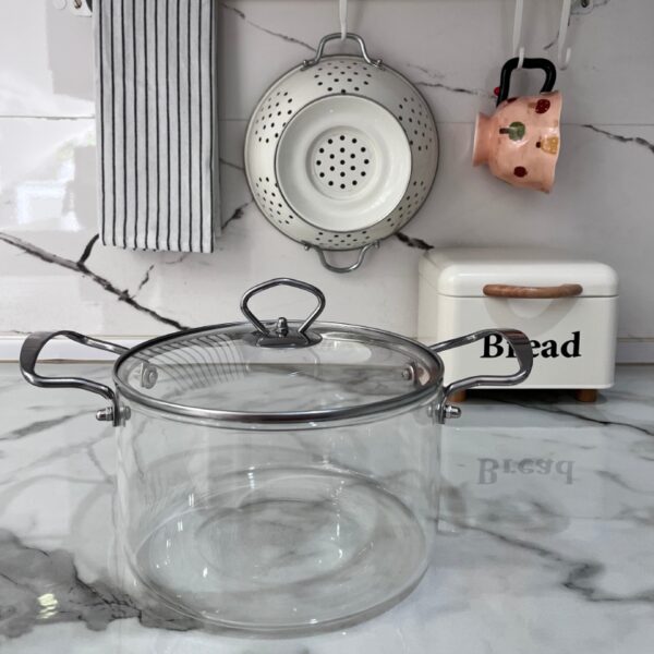 خرید قابلمه پیرکس ۳/۵ لیتری دسته استیل | فروشگاه گالری لبخند