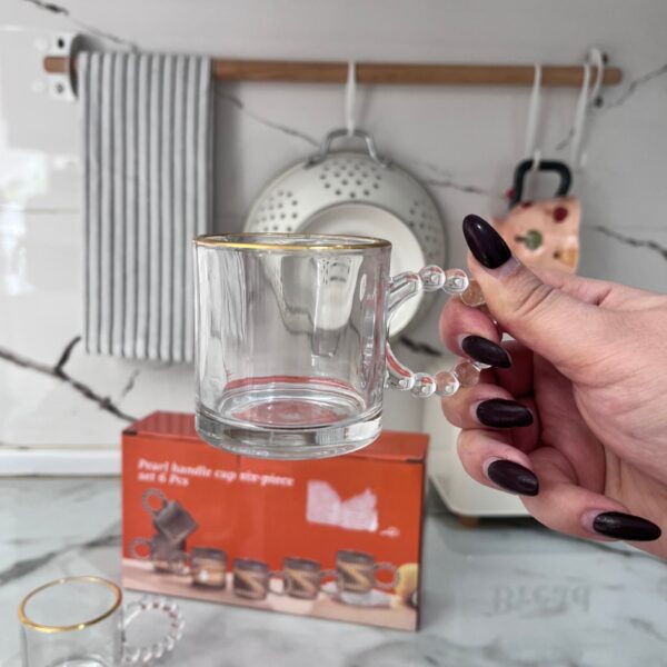 خرید شات دسته مرواریدی لبه طلایی به صورت پک ۶ عددی