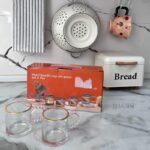 خرید شات دسته مرواریدی لبه طلایی به صورت پک ۶ عددی