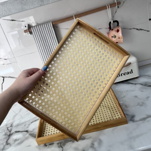 خرید سینی چوبی کف حصیری | فروشگاه گالری لبخند